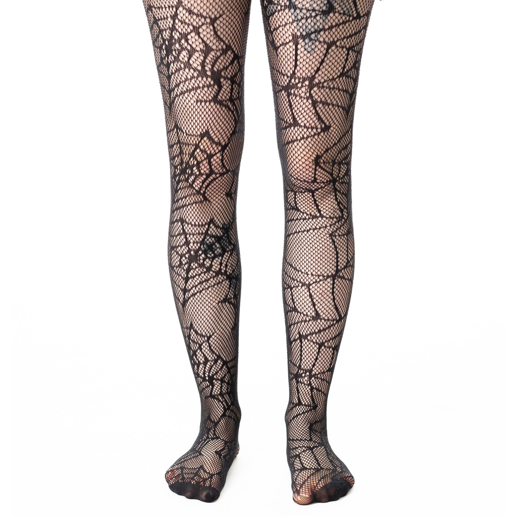 Poizen Industries Web Weaver Tights – Black Gothic Spiderweb Fishnet