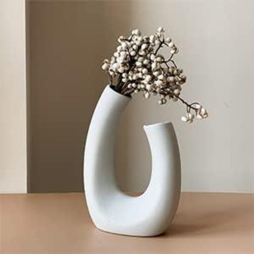 Massive Discounts White Ceramic Vase – Modern Geometric Pampas Vase 20cm