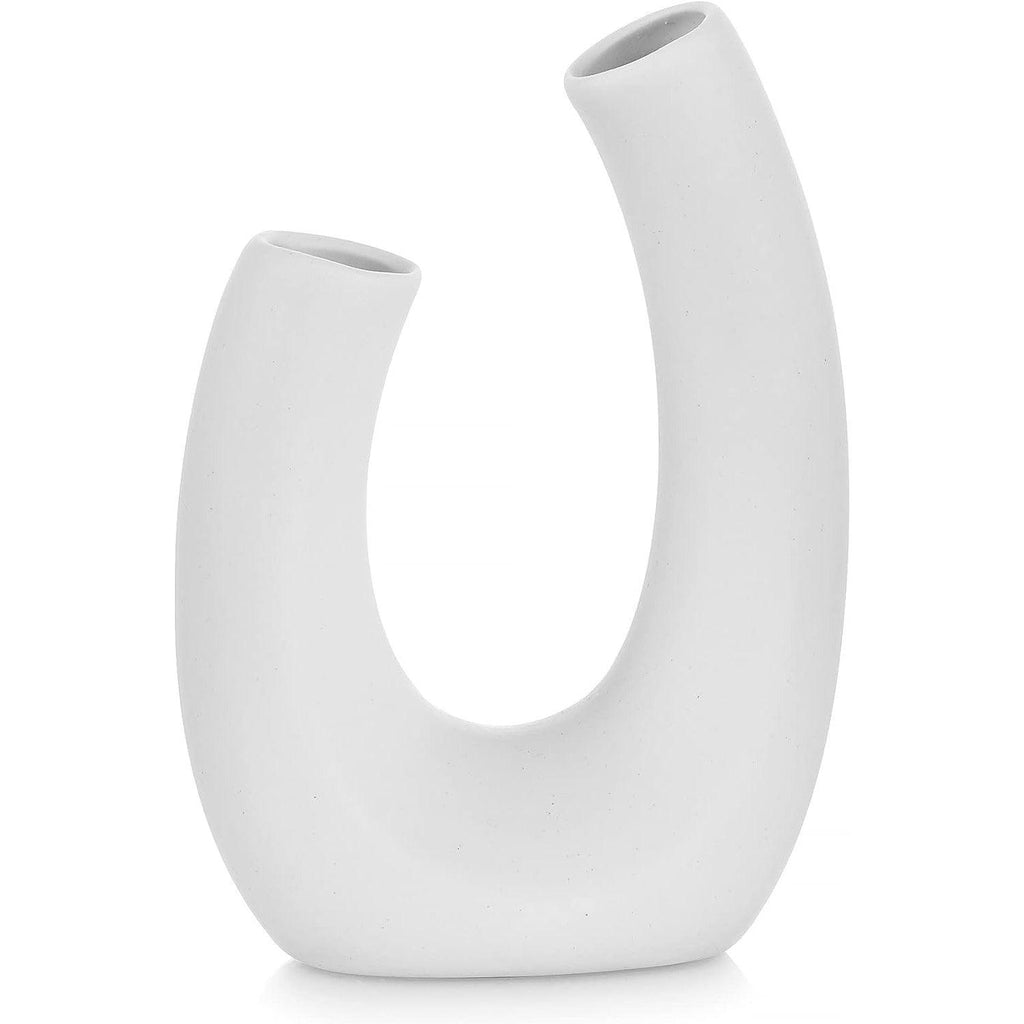 Massive Discounts White Ceramic Vase – Modern Geometric Pampas Vase 20cm