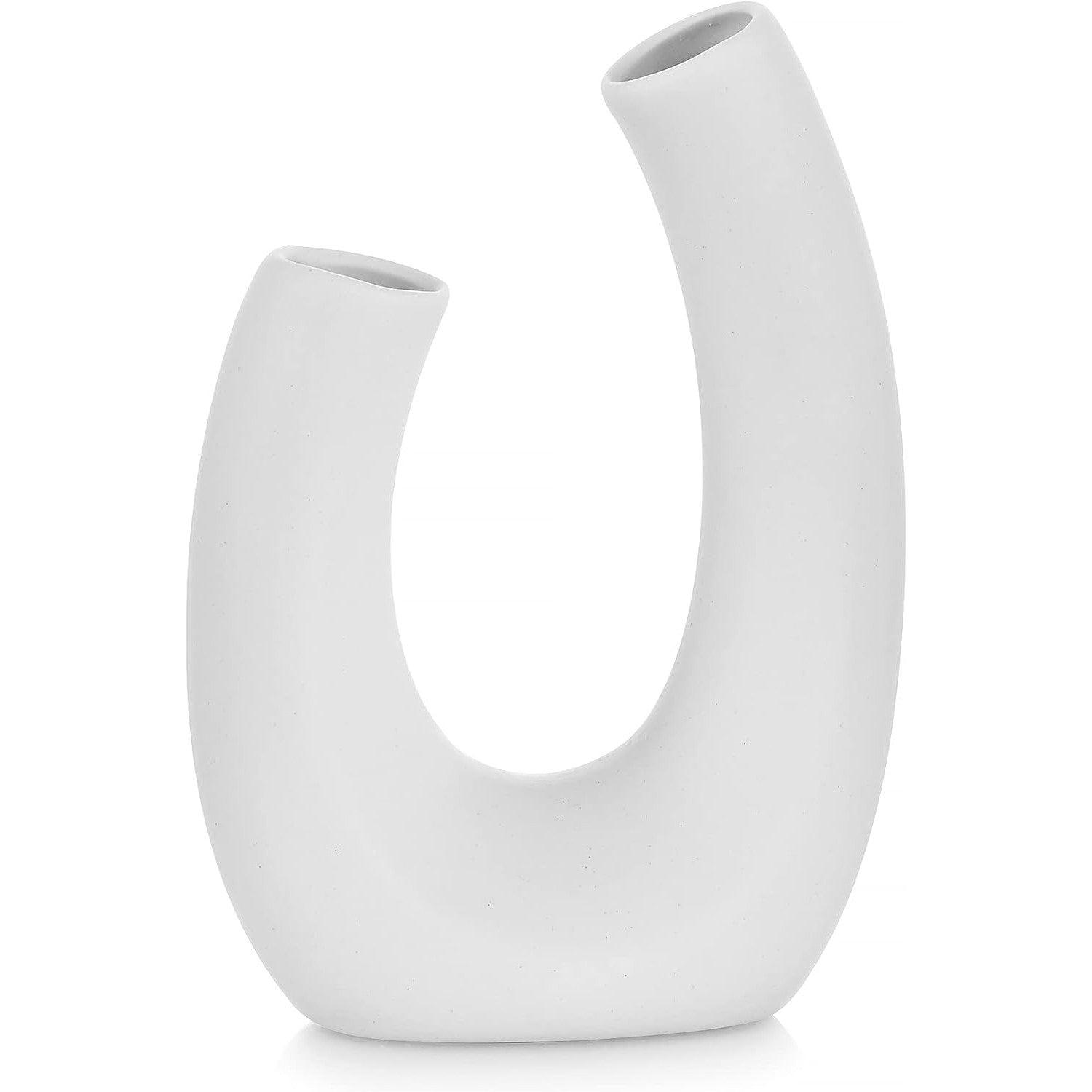 Massive Discounts White Ceramic Vase – Modern Geometric Pampas Vase 20cm