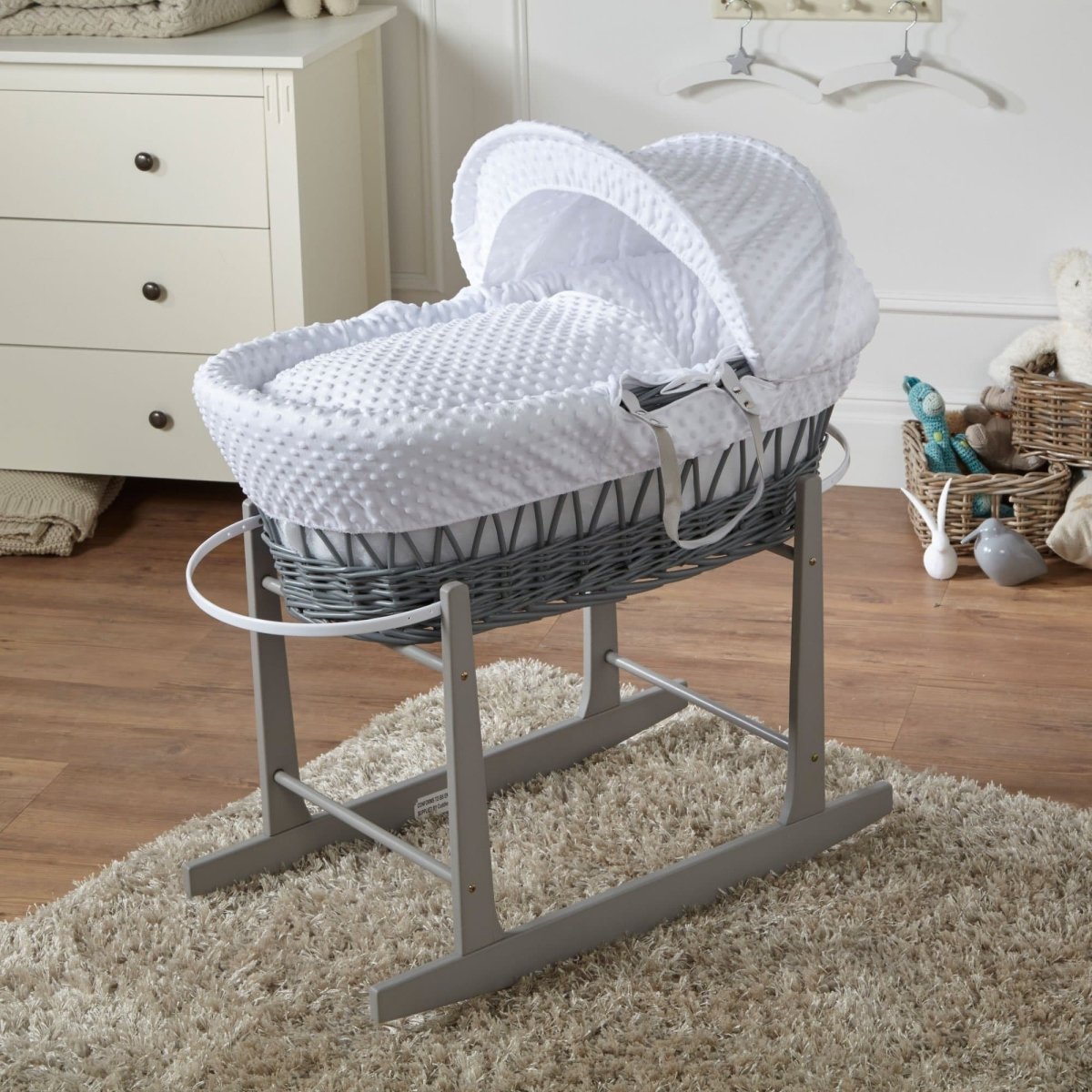For Your Little One Wicker Baby Moses Basket with Wooden Stand