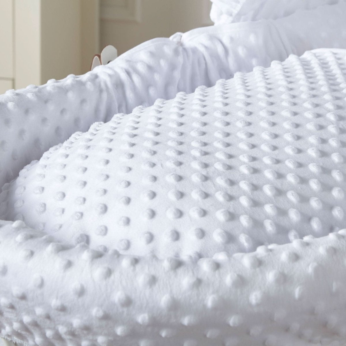 For Your Little One White Wicker Moses Basket with Stand & Dimple Bedding