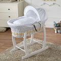 For Your Little One White Wicker Moses Basket with Stand & Dimple Bedding