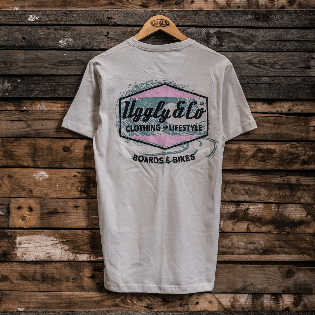 Uggly and Co Surf Diamond Graphic Tee – Heavyweight Cotton Off-White