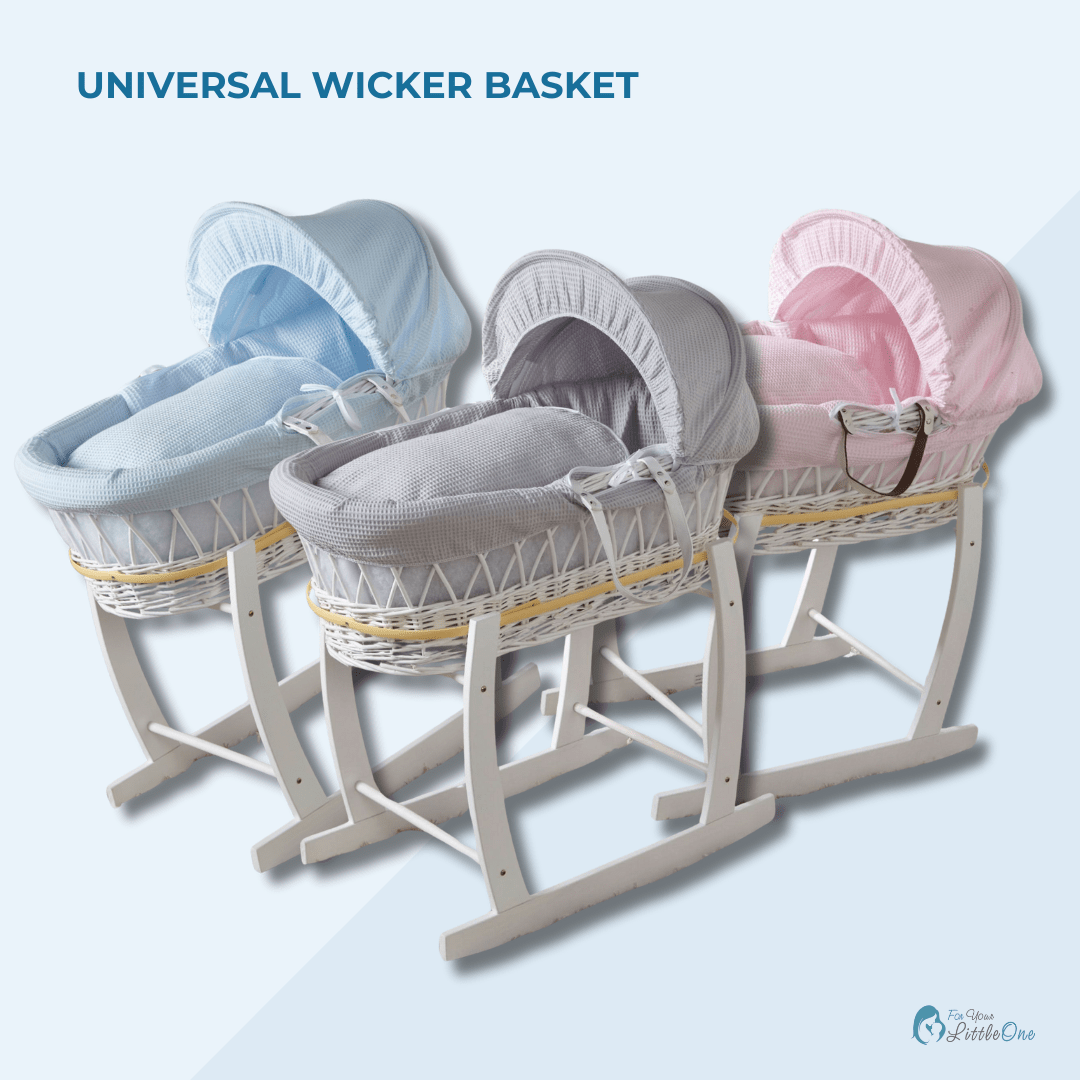 For Your Little One Wicker Baby Moses Basket with Wooden Stand