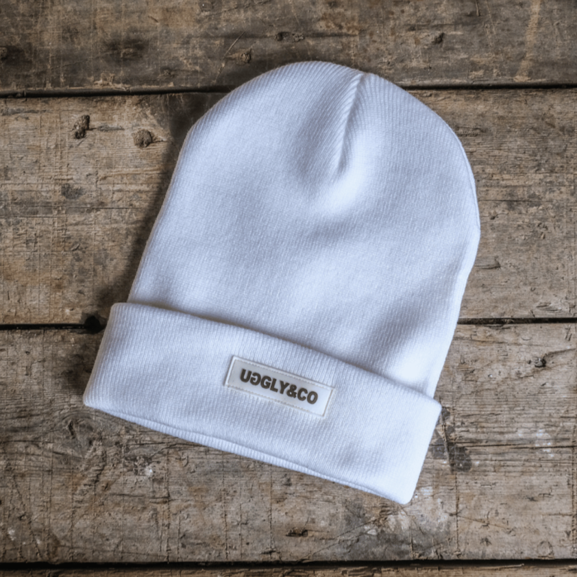 Uggly and Co White Beanie – Soft Acrylic Double Layer Knit Hat