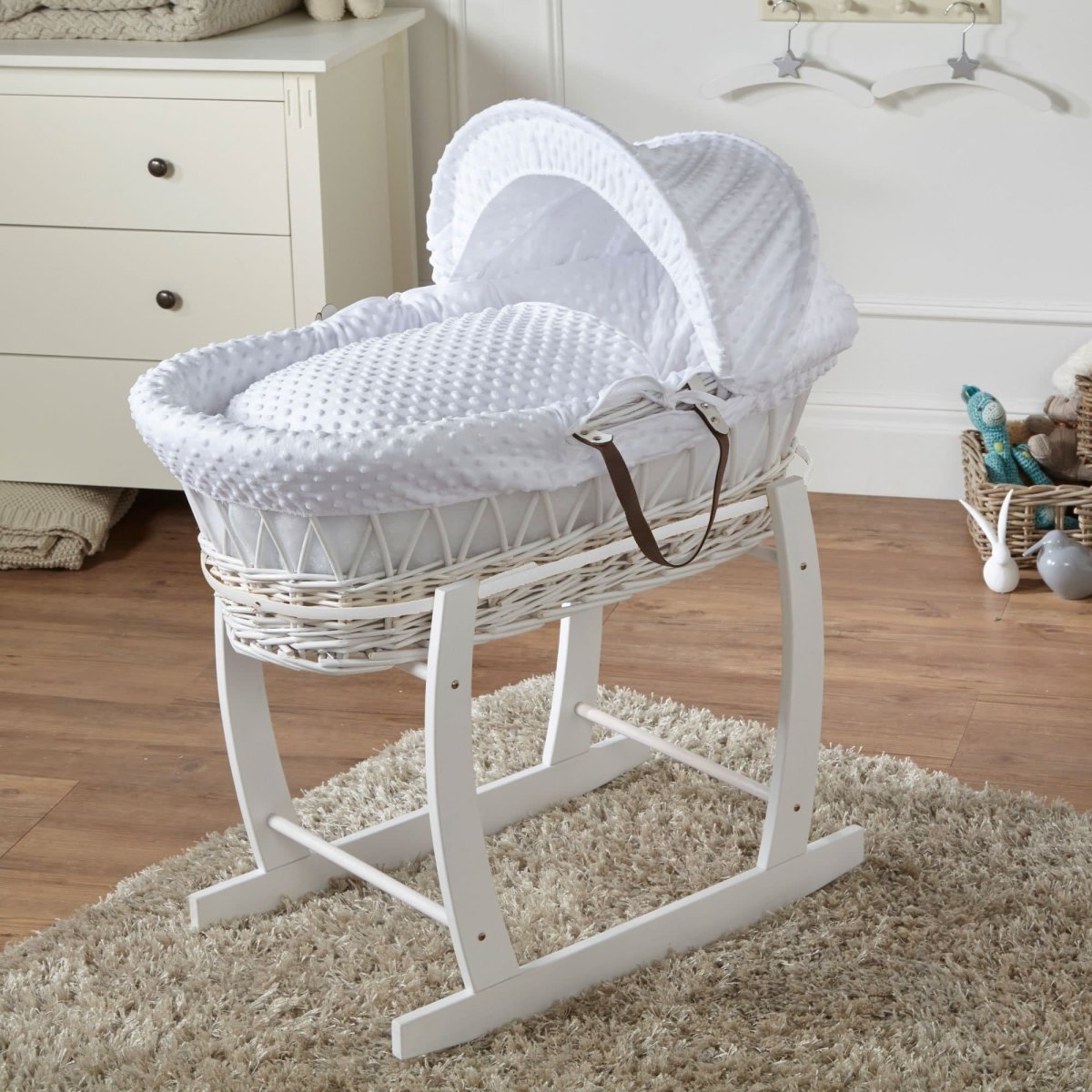 For Your Little One Wicker Baby Moses Basket with Wooden Stand