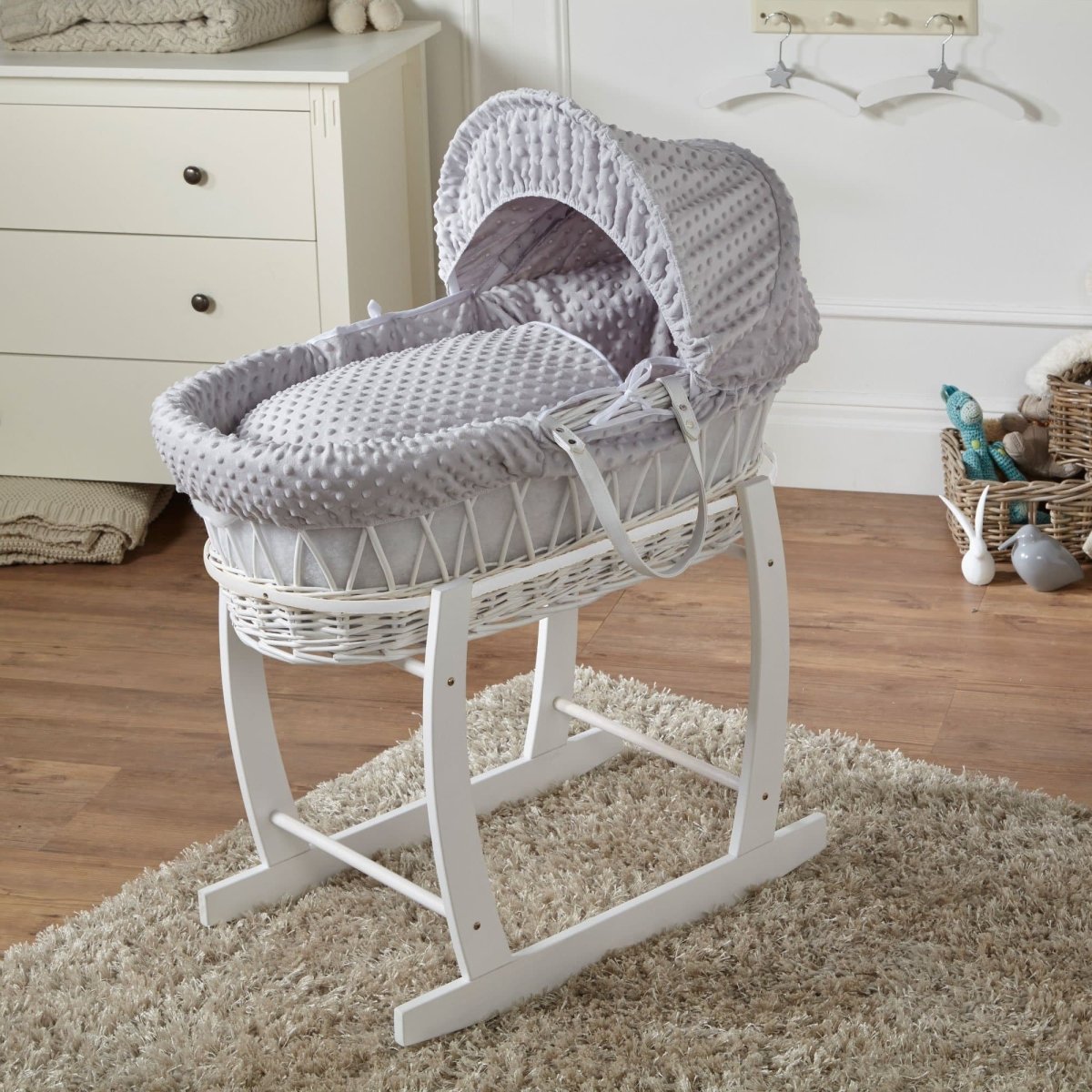 For Your Little One Wicker Baby Moses Basket with Wooden Stand
