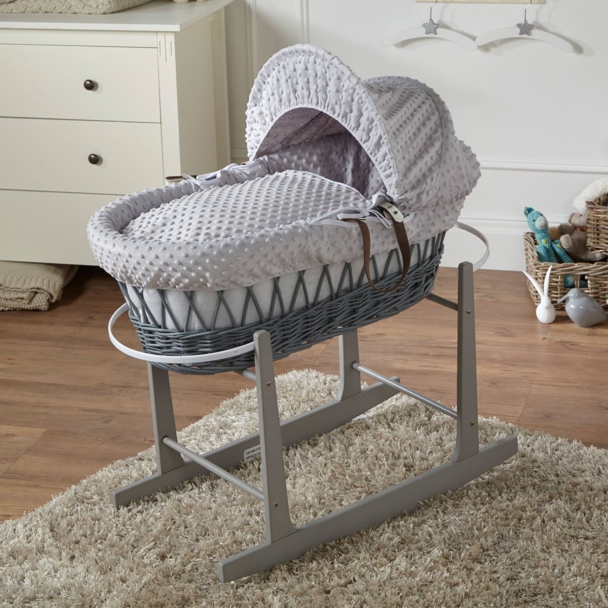 For Your Little One Wicker Baby Moses Basket with Wooden Stand