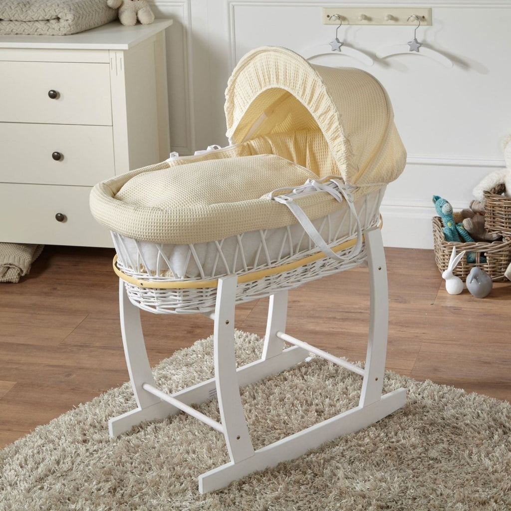 For Your Little One Wicker Baby Moses Basket with Wooden Stand