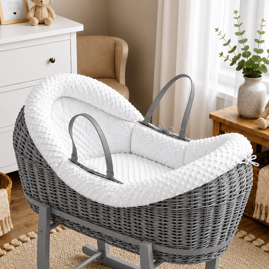 For Your Little One Wicker Pod Deluxe Moses Basket with Mattress