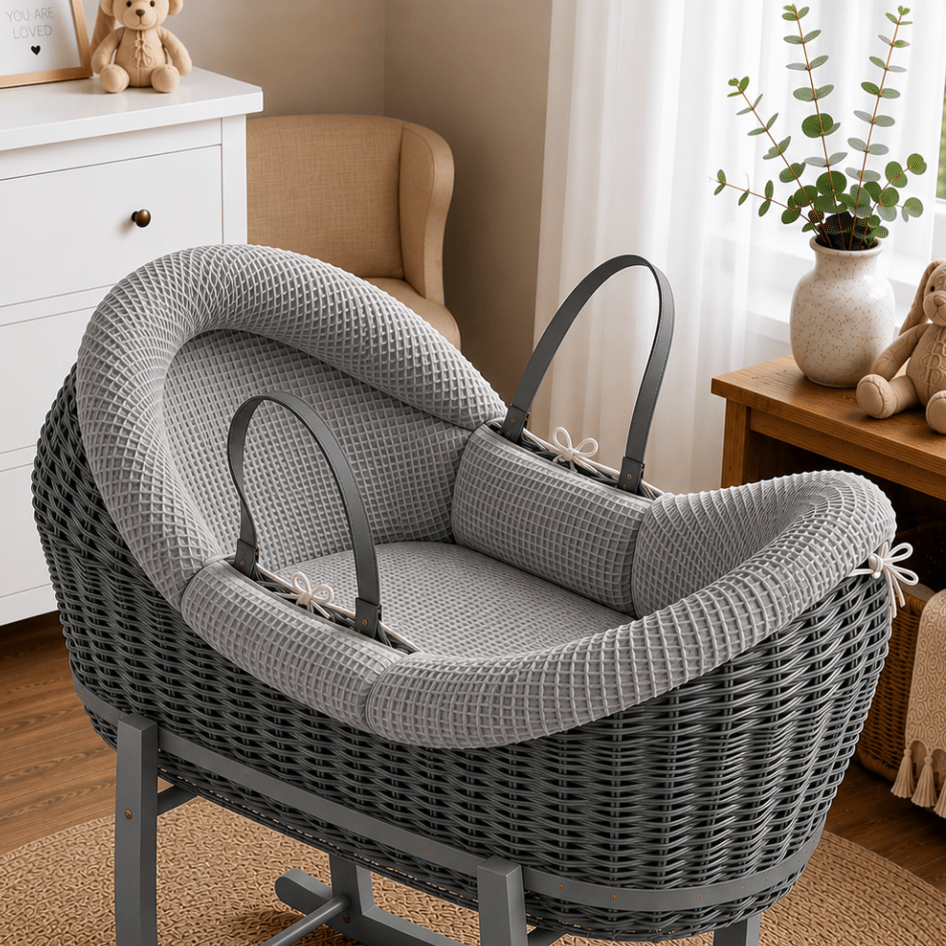 For Your Little One Wicker Pod Deluxe Moses Basket with Mattress
