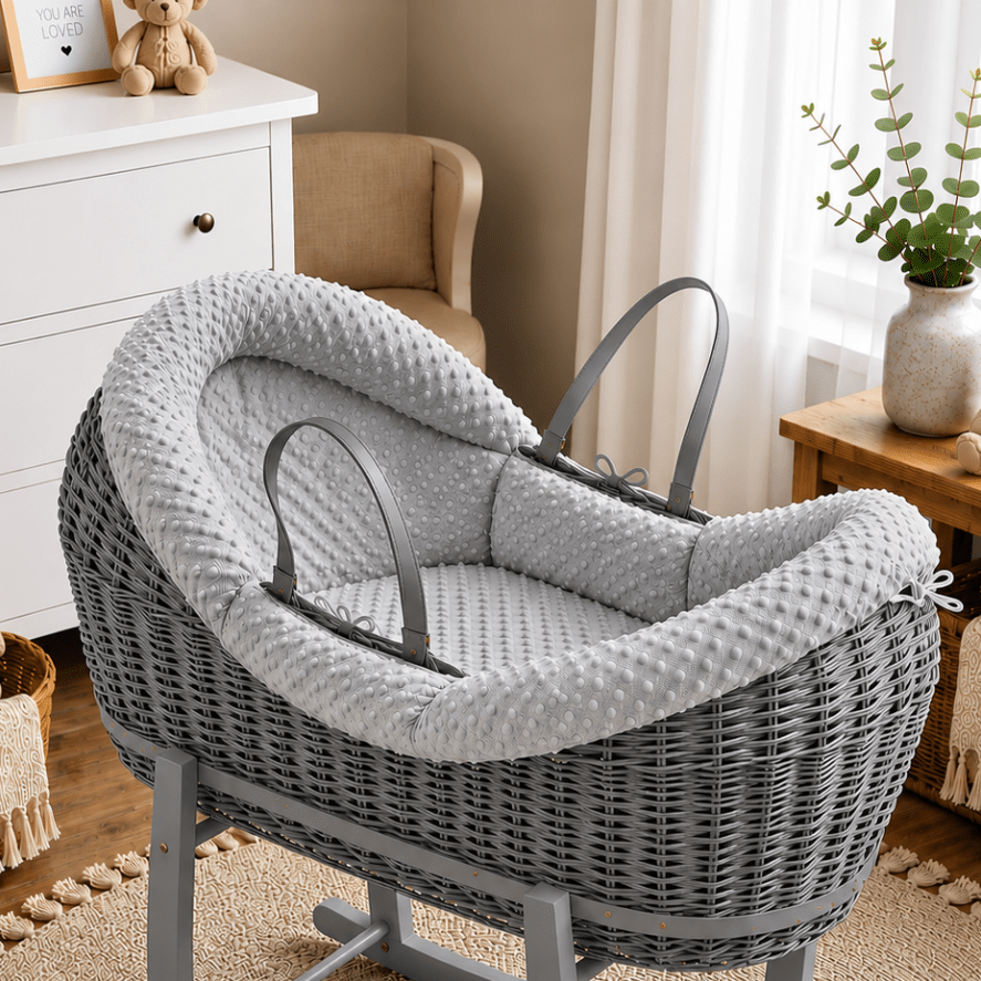 For Your Little One Wicker Pod Deluxe Moses Basket with Mattress