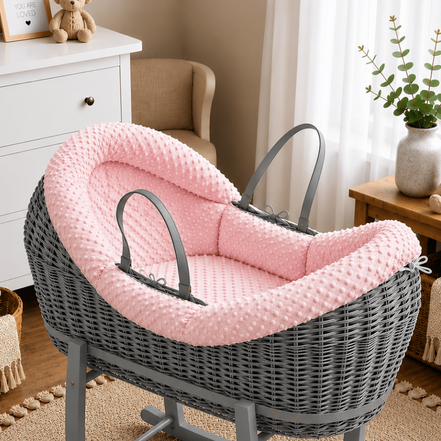 For Your Little One Wicker Pod Deluxe Moses Basket with Mattress