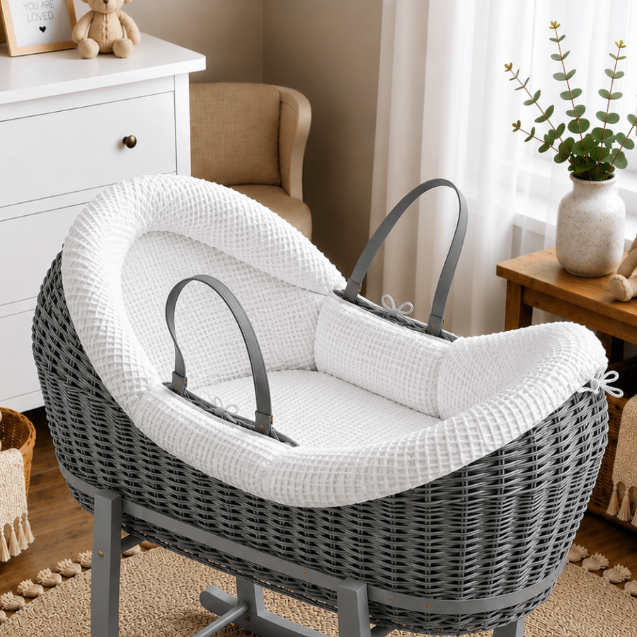 For Your Little One Wicker Pod Deluxe Moses Basket with Mattress