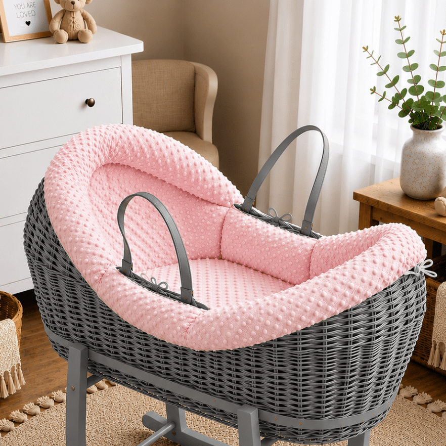For Your Little One Wicker Pod Deluxe Moses Basket with Mattress