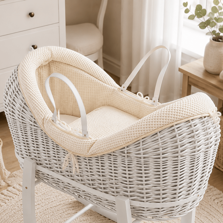 For Your Little One Wicker Pod Deluxe Moses Basket with Mattress