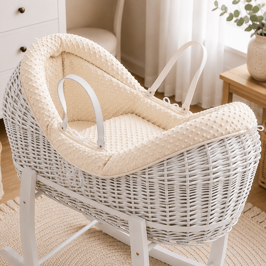 For Your Little One Wicker Pod Deluxe Moses Basket with Mattress