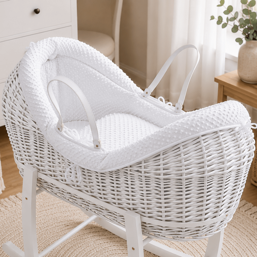 For Your Little One Wicker Pod Deluxe Moses Basket with Mattress