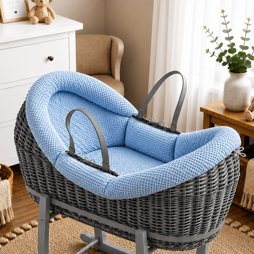 For Your Little One Wicker Pod Deluxe Moses Basket with Mattress