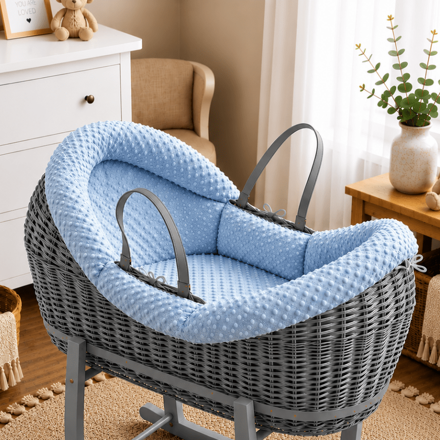 For Your Little One Wicker Pod Deluxe Moses Basket with Mattress