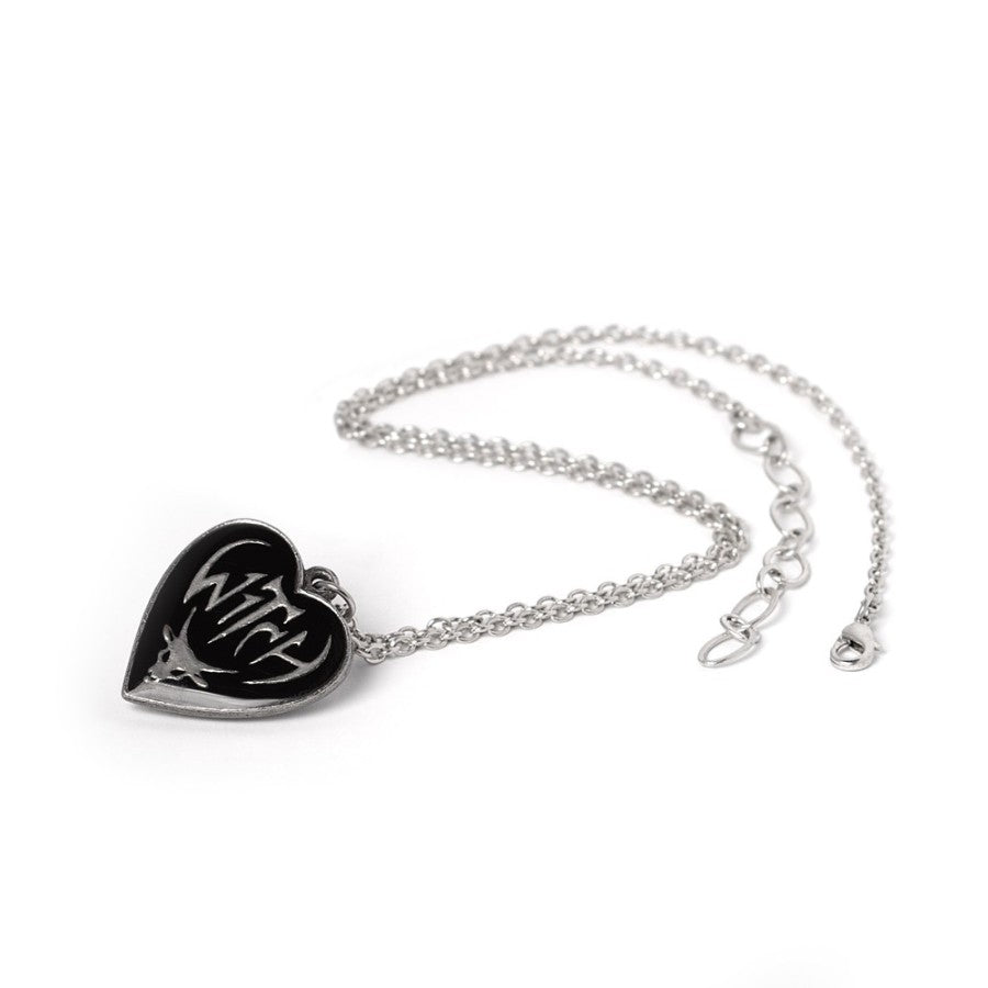Alchemy Gothic Witch Heart Reversible Pendant Necklace - English Pewter