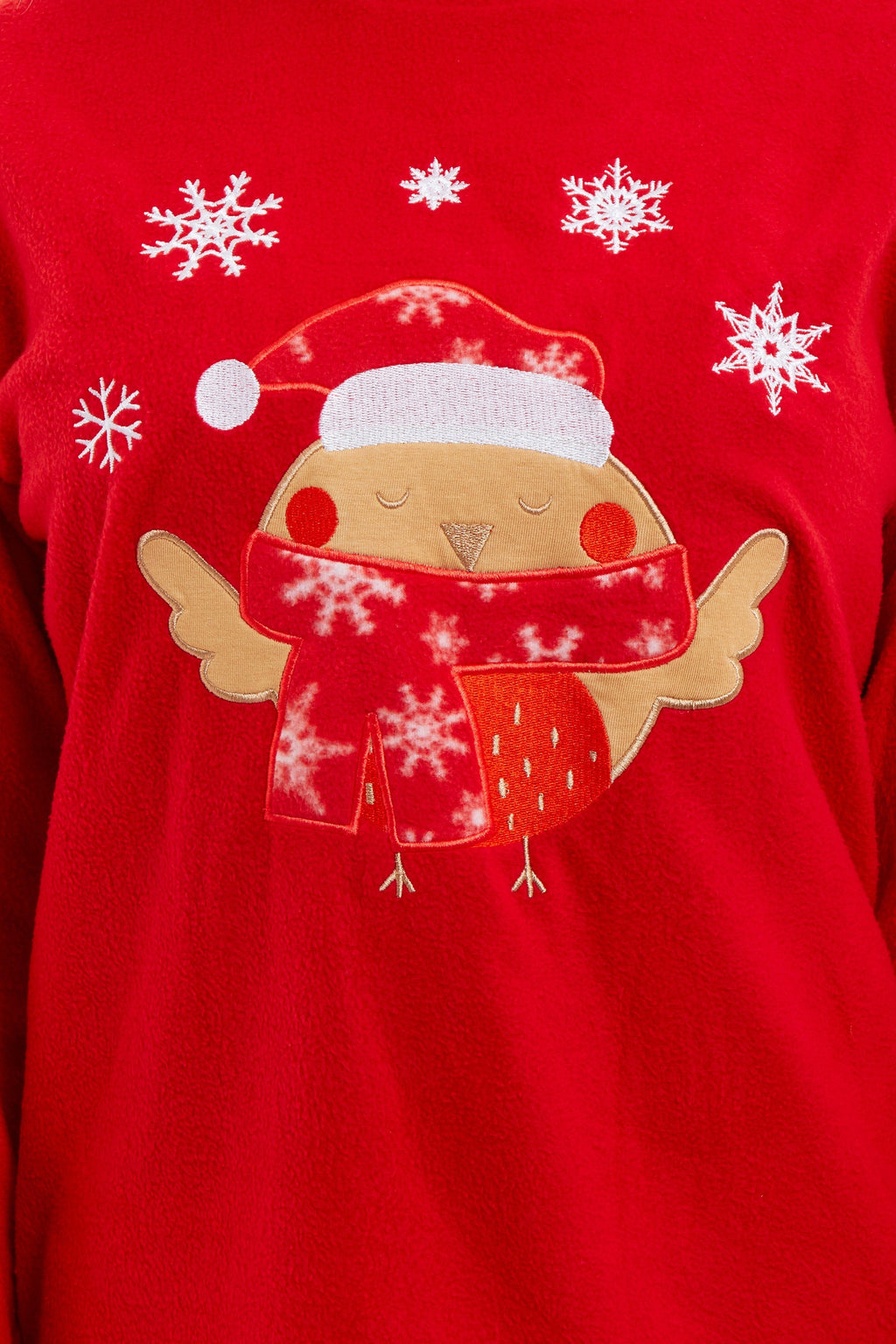 OLIVIA ROCCO Women's Polar Fleece Pyjama Set – Festive Robin Nightwear