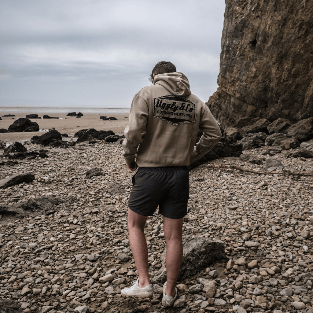 Uggly and Co Surf Diamond Hoodie – Heavyweight Fleece in Beige