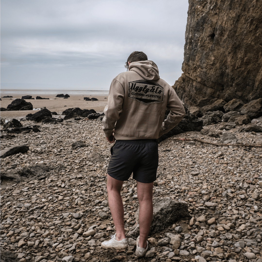 Uggly and Co Surf Diamond Hoodie – Heavyweight Fleece in Beige