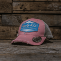 Uggly & Co Pastel Pink & Blue Diamond Trucker Hat – Vintage Mesh Cap