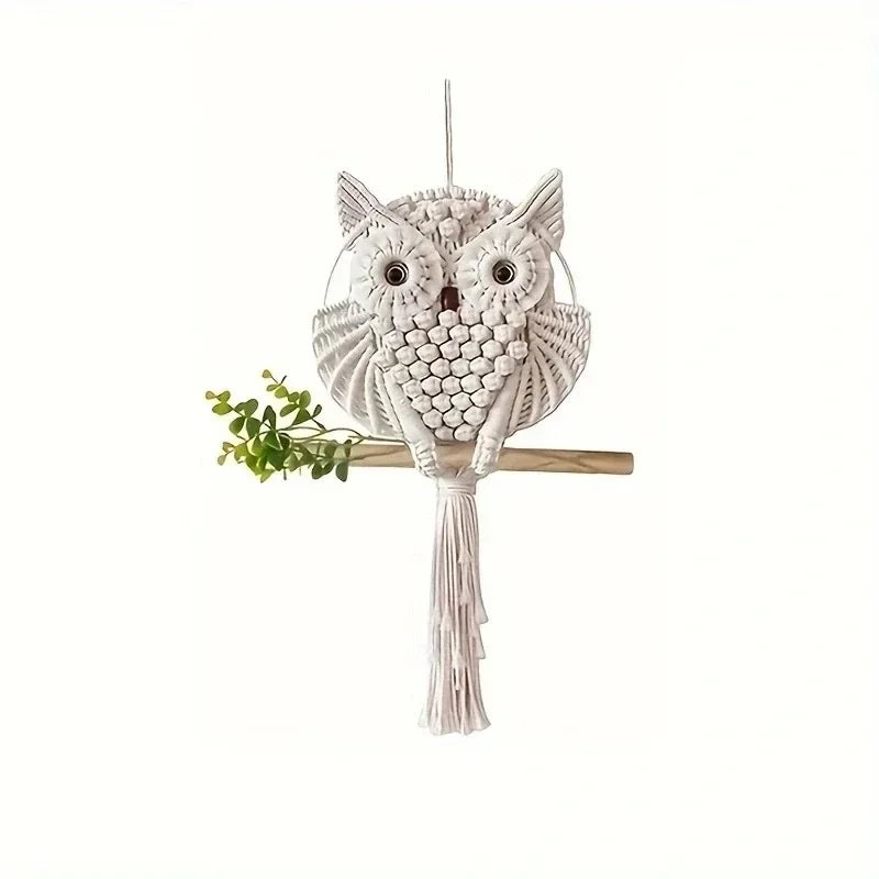 Woven Owl Macrame Wall Hanging – Boho Handmade Home Decor