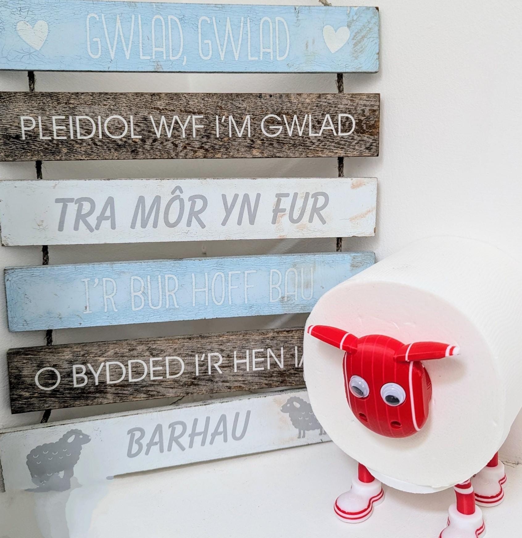 Chaddyverse Wrexham FC Sheep Toilet Roll Holder – Red Dragon Fan Gift