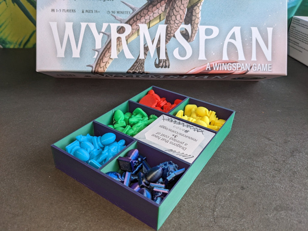 Wyrmspan Board Game Organizer & 3D Printed Resource Upgrade by Chaddyverse