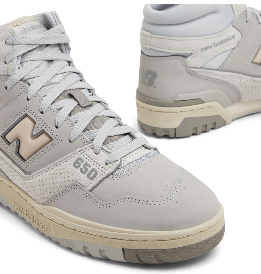 New Balance 650 Men’s Leather High-Top Sneakers – Light Grey – UK 6.5