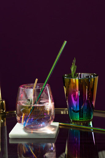 Aurora Glass Tumblers by Orsina – Stackable Colorful Drinkware Set of 4