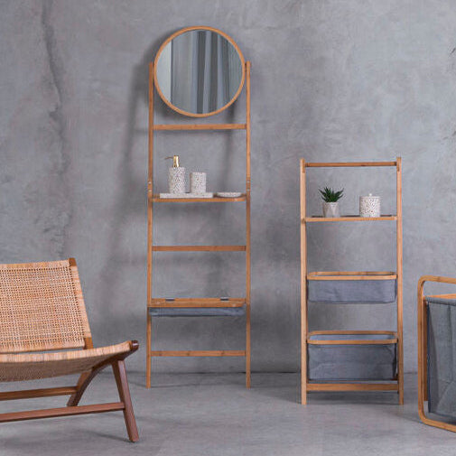 Orsina Carrick Ladder Towel Rack with Mirror and Foldable Trays