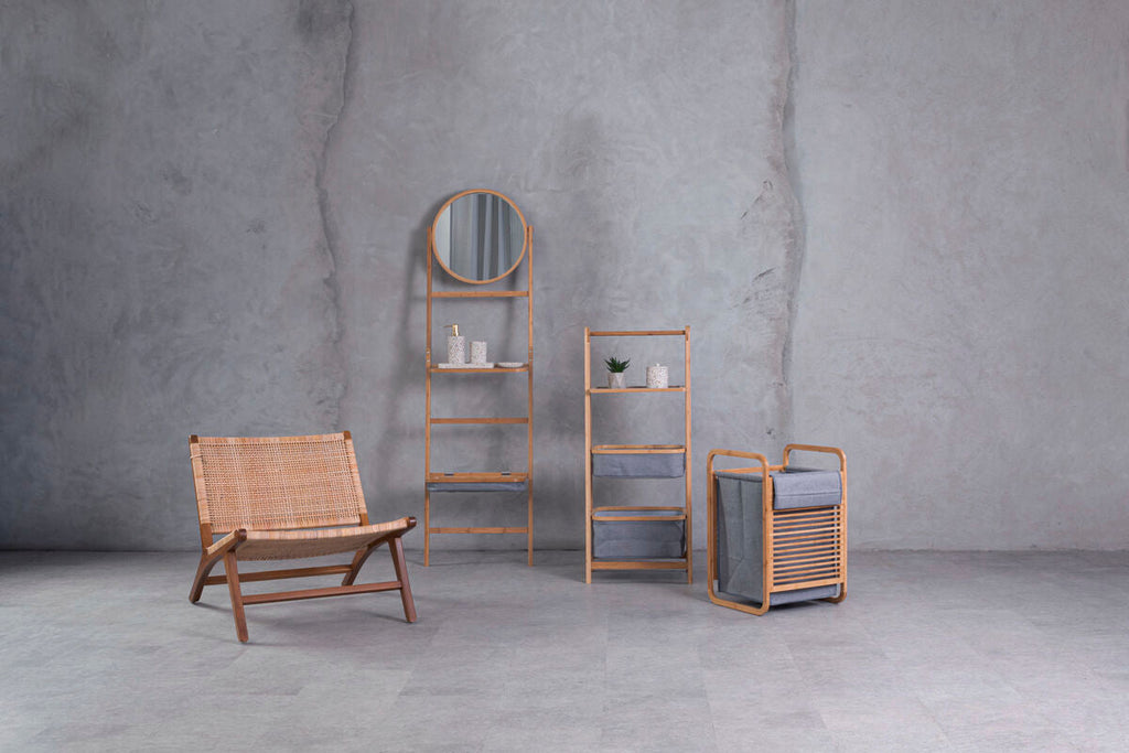 Orsina Carrick Ladder Towel Rack with Mirror and Foldable Trays