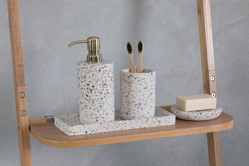 Orsina Mozie Terrazzo Effect Soap Dish – Modern Bathroom Sink Organizer