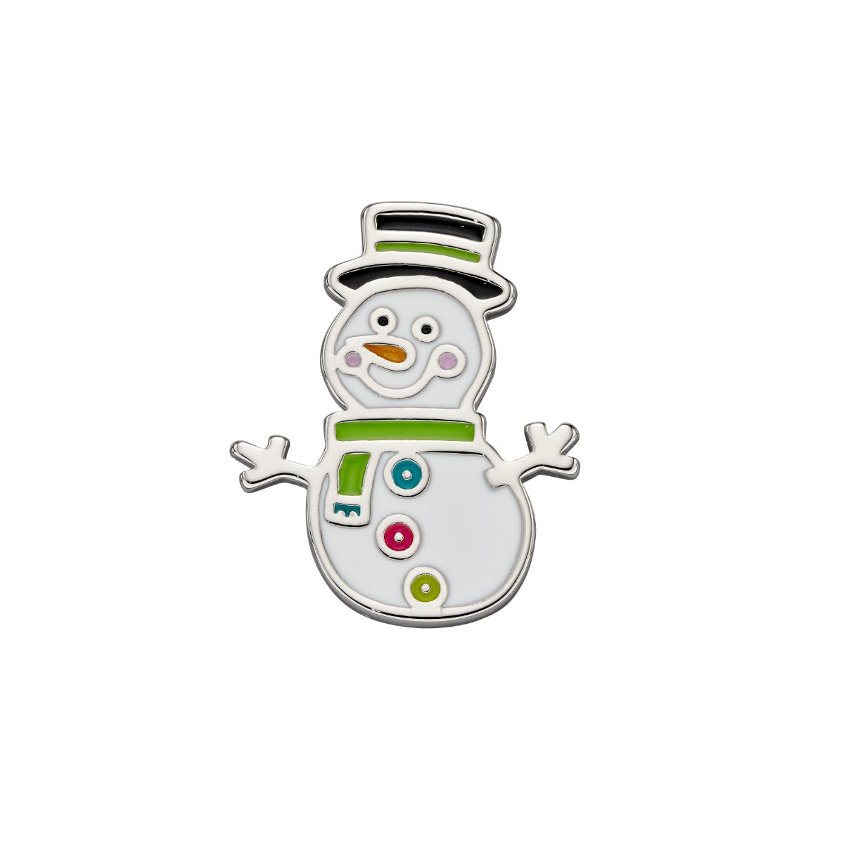 Gecko Kidsmas Snowman Pin Badge – Silver Plated Enamel Christmas Pin