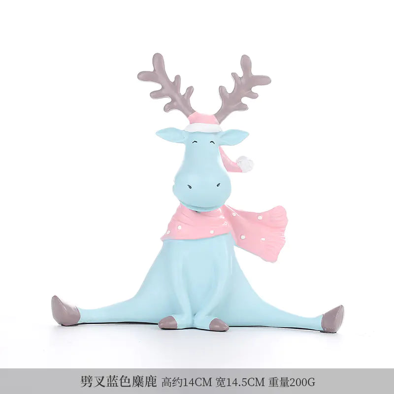 Nordic Elk Decorative Resin Figurine – Pastel Home Ornament (3 Colours)