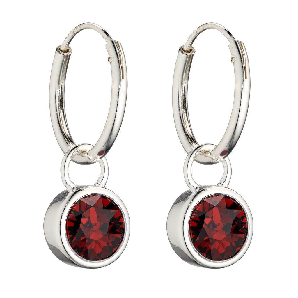Gecko Jewellery Crystal Birthstone Hoop Earring Charms in Sterling Silver