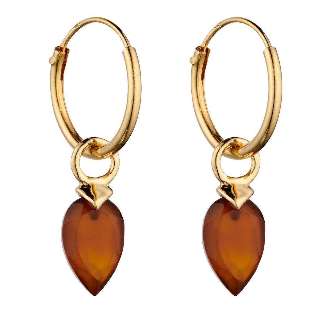 Gecko Jewellery Chalcedony Birthstone Hoop Earring Charms - Gold Plated