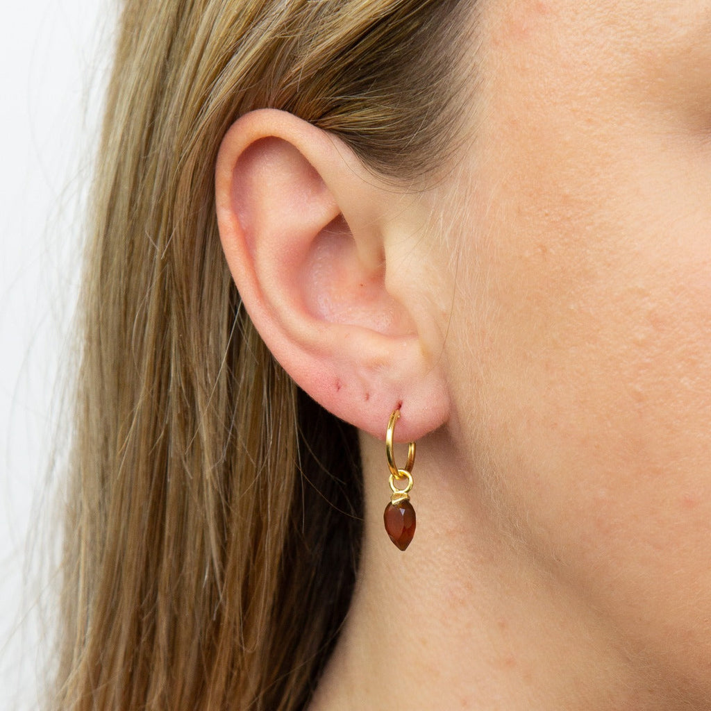 Gecko Jewellery Chalcedony Birthstone Hoop Earring Charms - Gold Plated