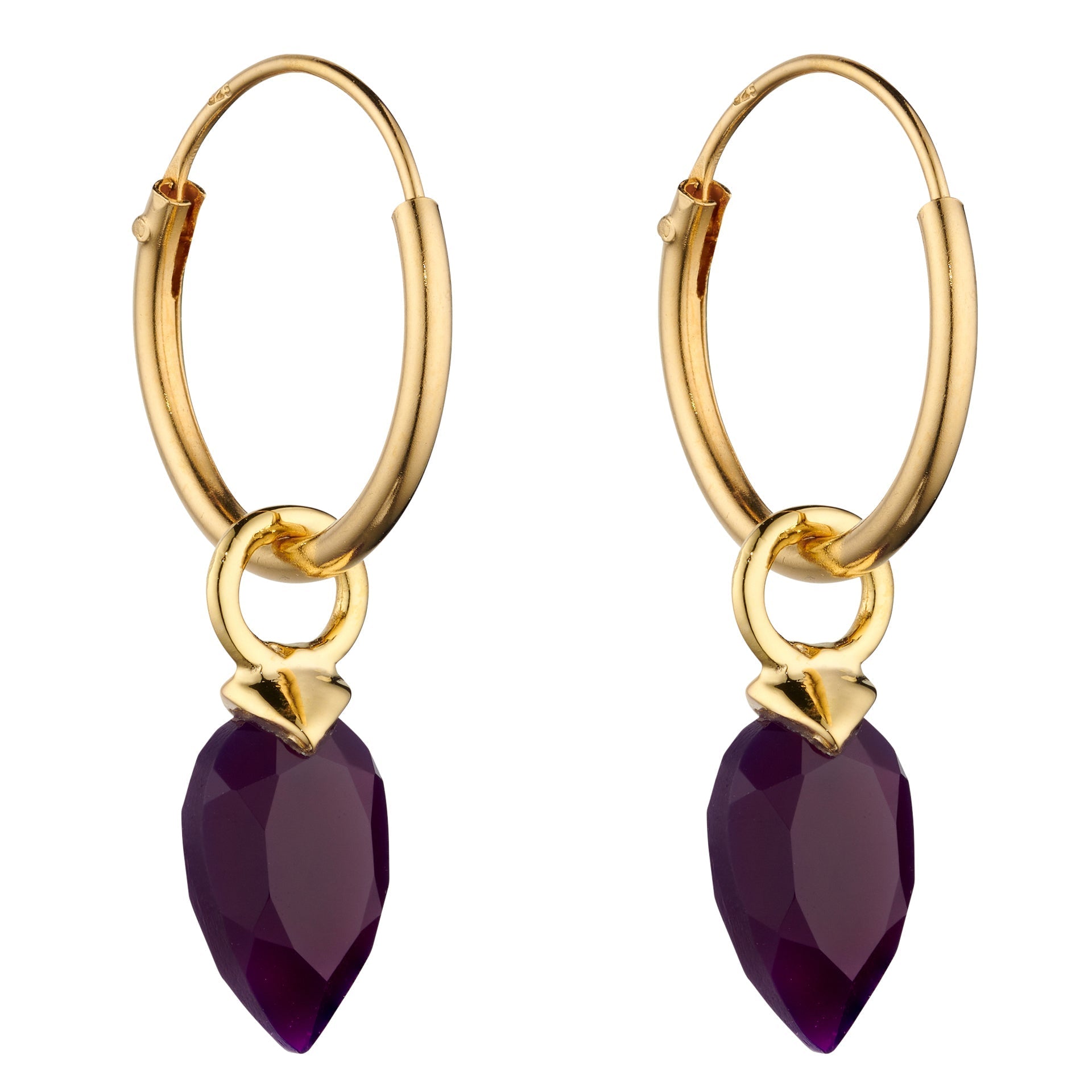 Gecko Jewellery Chalcedony Birthstone Hoop Earring Charms - Gold Plated