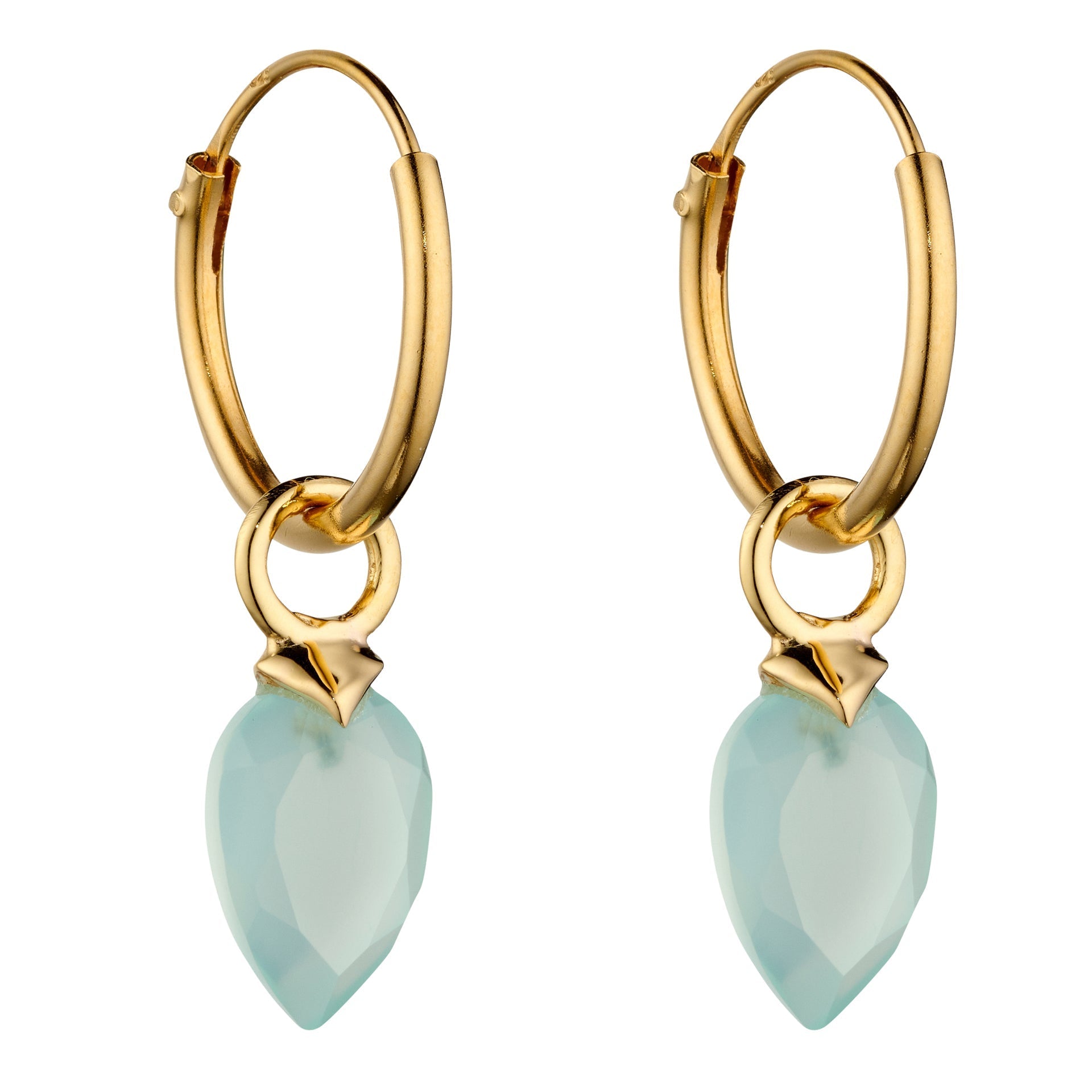 Gecko Jewellery Chalcedony Birthstone Hoop Earring Charms - Gold Plated