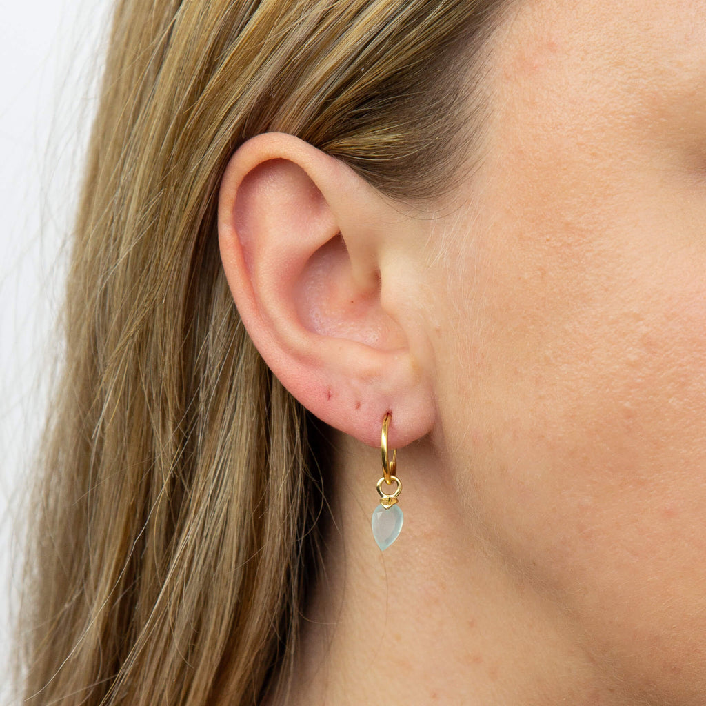 Gecko Jewellery Chalcedony Birthstone Hoop Earring Charms - Gold Plated