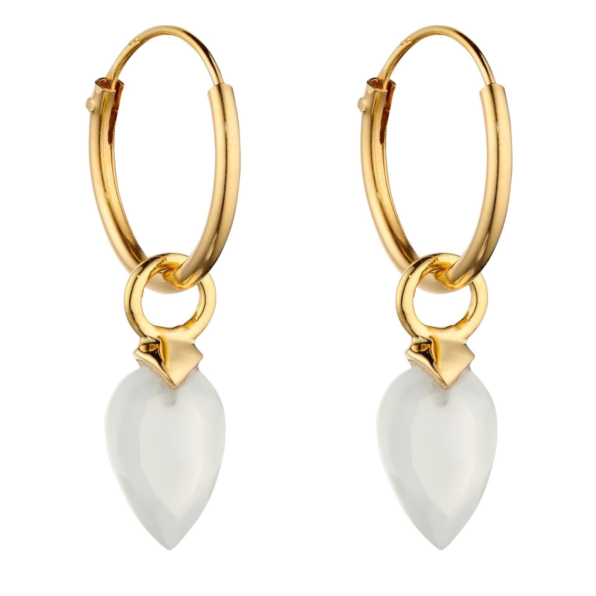 Gecko Jewellery Chalcedony Birthstone Hoop Earring Charms - Gold Plated