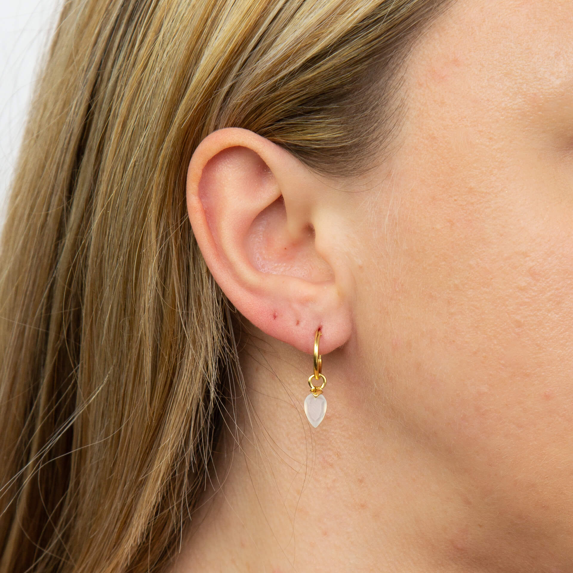 Gecko Jewellery Chalcedony Birthstone Hoop Earring Charms - Gold Plated
