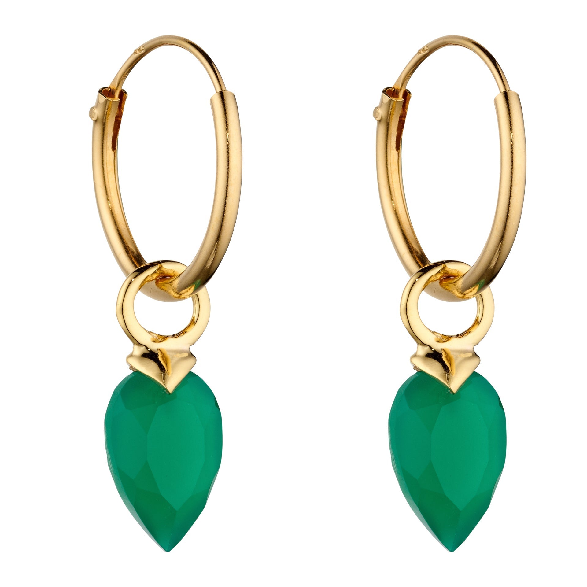 Gecko Jewellery Chalcedony Birthstone Hoop Earring Charms - Gold Plated