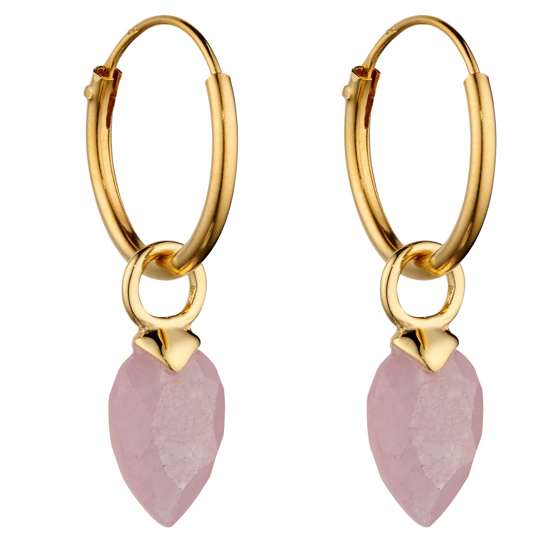 Gecko Jewellery Chalcedony Birthstone Hoop Earring Charms - Gold Plated